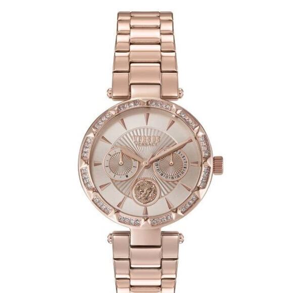 VERSUS VERSACE Swarovski Crystal & Rose Goldtone Stainless Steel Bracelet - NWT - Picture 1 of 4